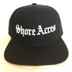 Shore Acres - Old School - White Print - Black Snapback Hat