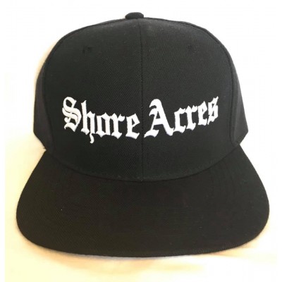 Shore Acres - Old School - White Print - Black Snapback Hat
